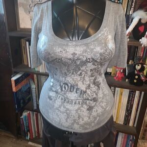 Obey Propaganda square neck gray S graphic normcore T-shirt